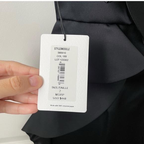 NWT Amur Hallie One Shoulder Ruffle Cocktail Mini Dress in Black sz 2 - Picture 5 of 7